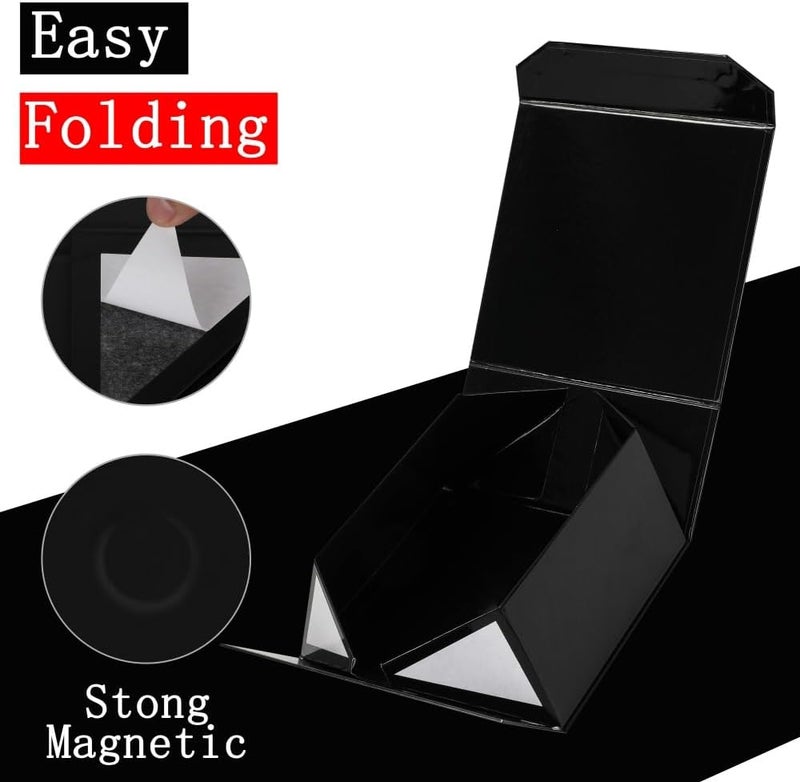 PACKGILO 6 Pcs Small Black Gift Box 6x6x3 Inch Magnetic Gift Box Small Magnetic Box with Crinkle Paper Black Small Gift Box with Shredded Paper Luxury Gift Boxes with Lids for Presents - Image 5